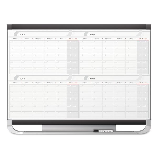 Quartet Prestige 2 Magnetic Total Erase 4-Month Calendar, 48 x 36, Graphite Color Frame 4MCP43P2